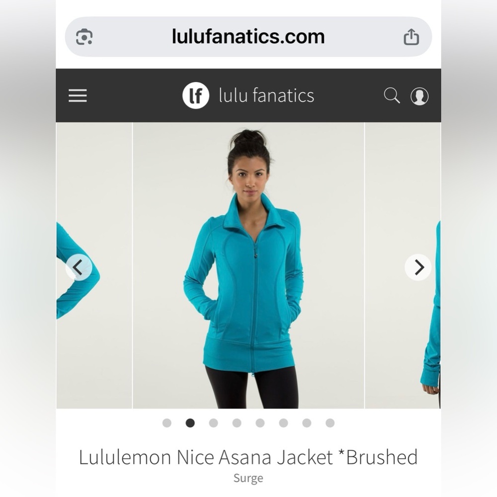 Lululemon Nice Asana Jacket *Brushed Size 8 color Surge Blue